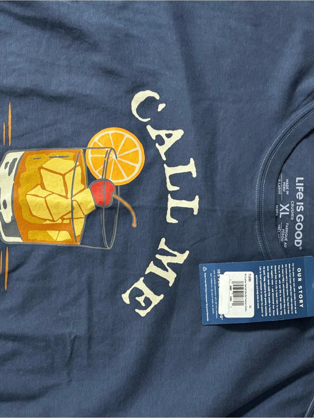 Life Is Good Navy Short-Sleeve 'Call Me' Drink Graphic Tee
